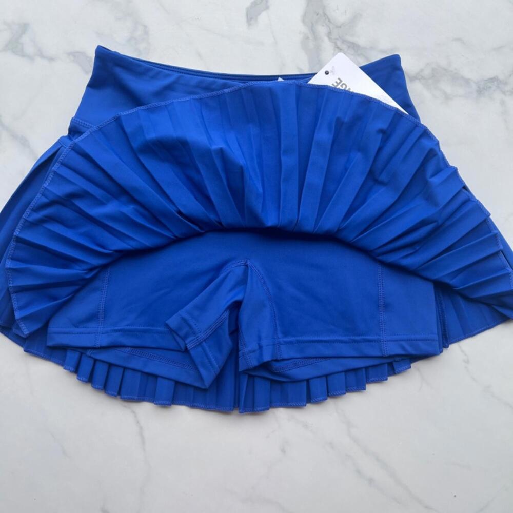 Gold Hinge Mediterranean Blue Tennis Pleated Skirt with Shorts Skort - Picture 4 of 4